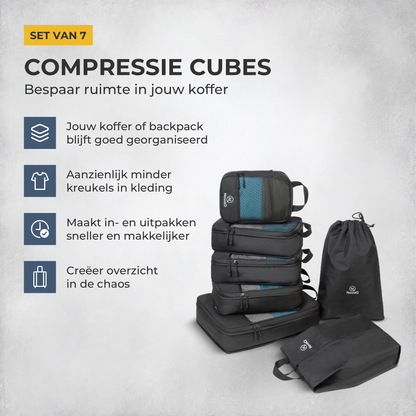 NovaQ Packing Cubes 7-delig – Compressie Organizer Set