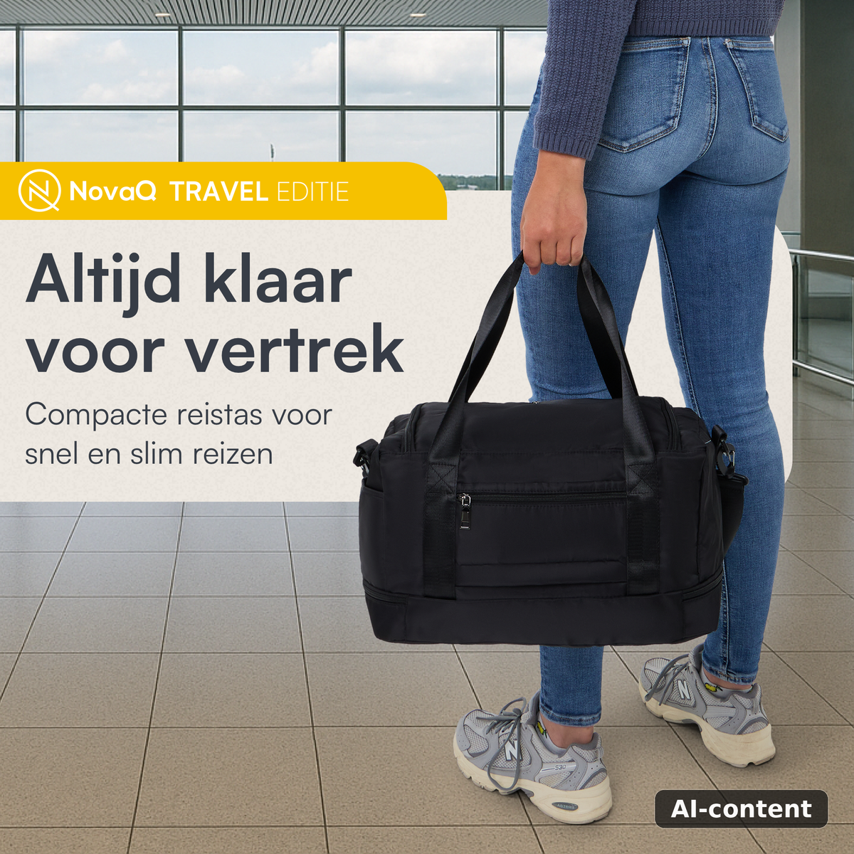 NovaQ Handbagage Duffeltas Met Bodemvak 20L