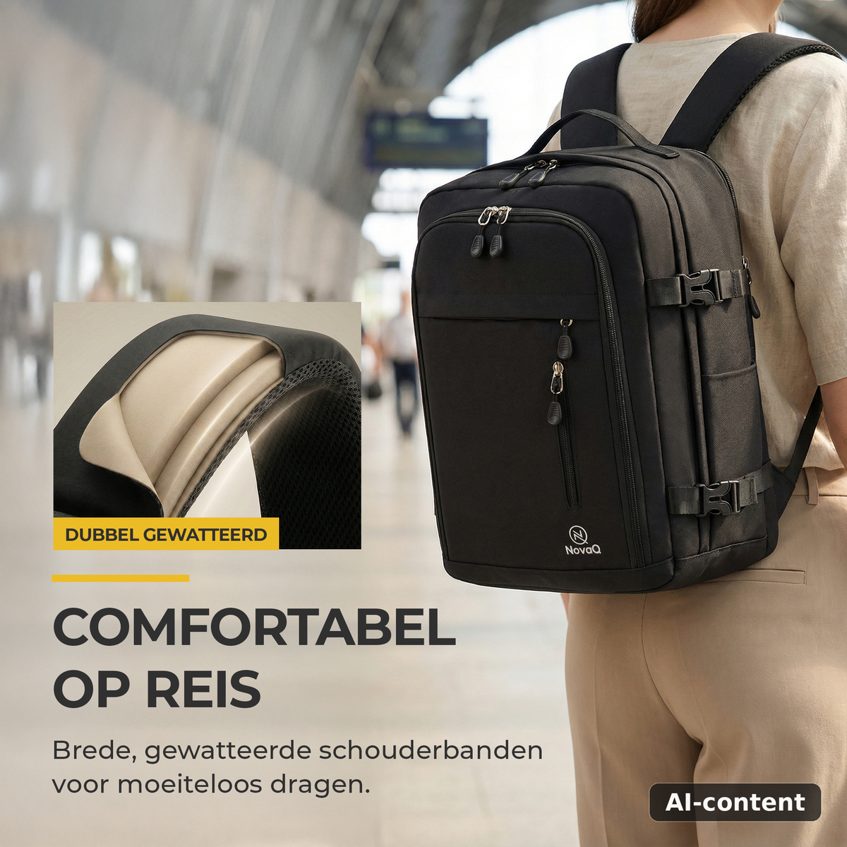 NovaQ Handbagage Rugzak Met Extra Vakken 20L
