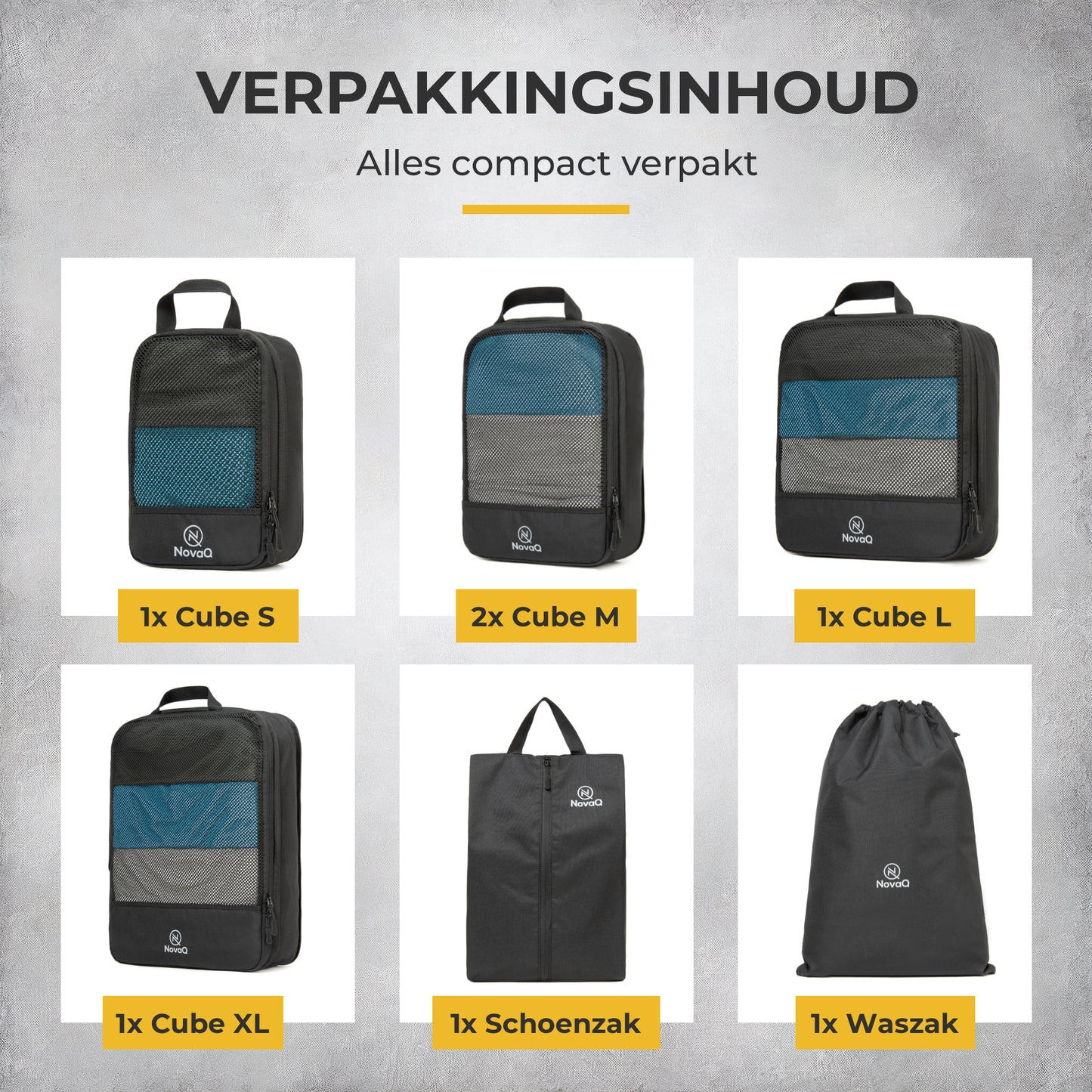 NovaQ Packing Cubes 7-delig – Compressie Organizer Set